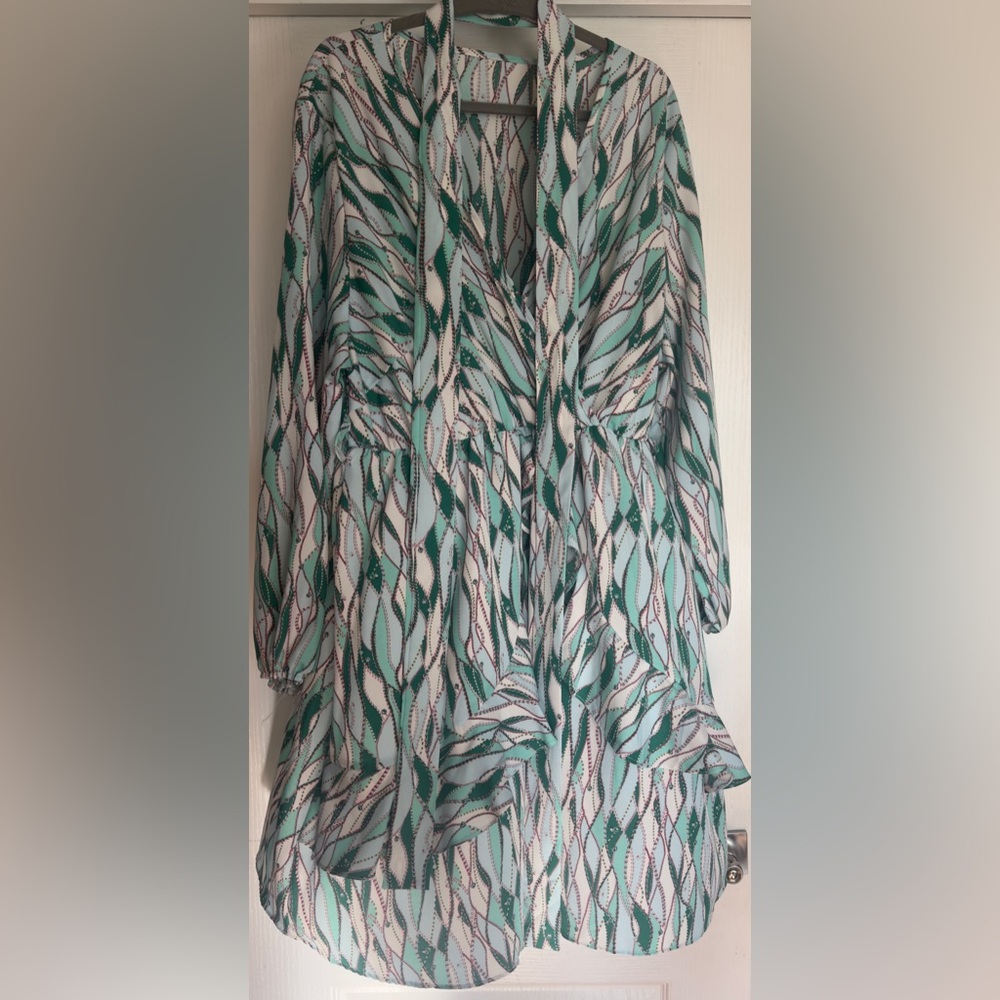 Green and White Patterned Dress